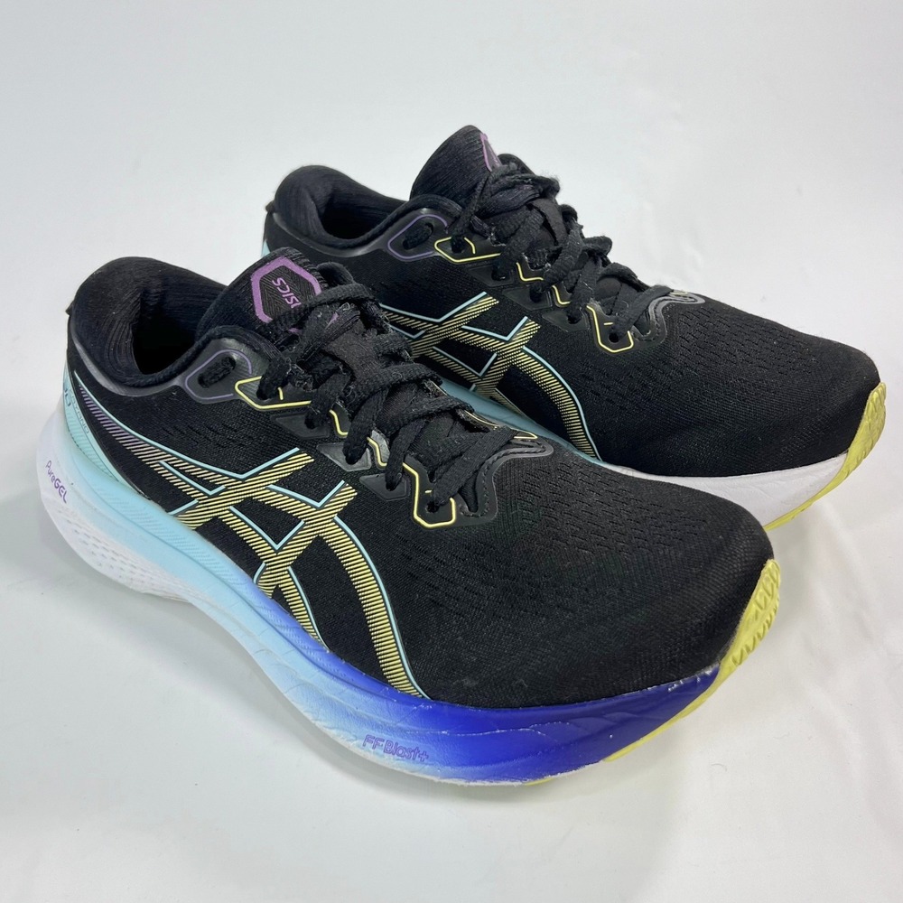 ASICS GEL-Kayano 30 Women's Size 7 Black Glow Yellow Stability Running Shoes